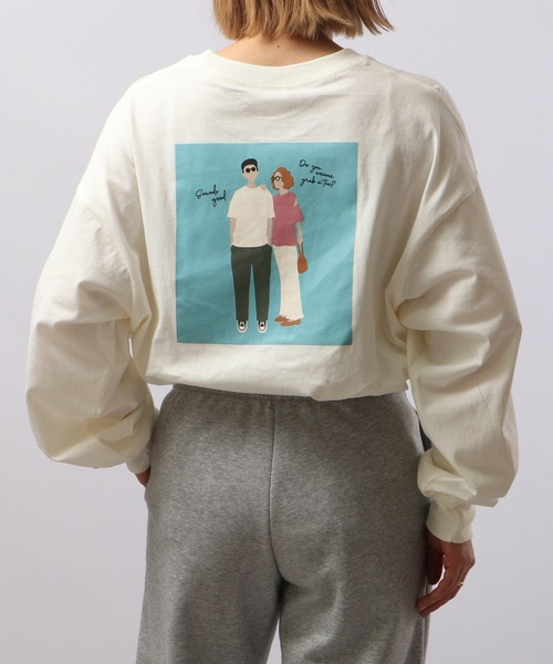 spiritoso(スピリトーゾ)の「spiritoso ニュアンスカップル ロンT 長袖(Tシャツ/カットソー・レディース・ネイビー/オフホワイト/杢グレー・F)」の10枚目の写真