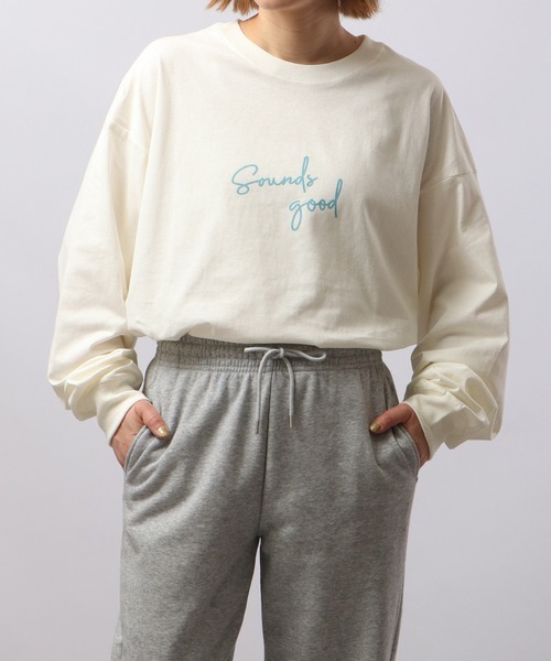 spiritoso(スピリトーゾ)の「spiritoso ニュアンスカップル ロンT 長袖(Tシャツ/カットソー・レディース・ネイビー/オフホワイト/杢グレー・F)」の8枚目の写真