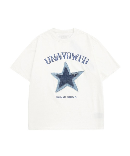 HOOK（フック）の「【HOOK】アメカジパッチワーク半袖ビッグTEE（Tシャツ/カットソー・メンズ・インディゴブルー/ブラック系その他2/ブラック系その他/ホワイト系その他/ライトグレー/ライトブルー/ブラック/ホワイト・M/L/XL）」の2枚目の写真