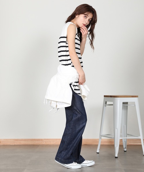 aity(アイティ)の「ノースリーブボーダーカットソー(Tシャツ/カットソー・レディース・ベージュ/ラベンダー/オフホワイト/ブラック・M)」の11枚目の写真