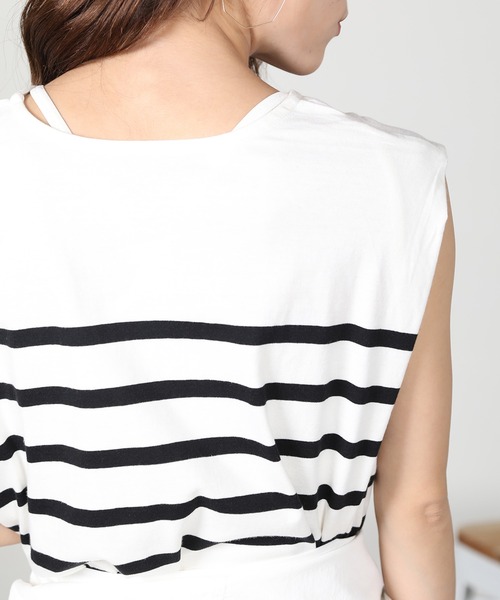 aity(アイティ)の「ノースリーブボーダーカットソー(Tシャツ/カットソー・レディース・ベージュ/ラベンダー/オフホワイト/ブラック・M)」の17枚目の写真