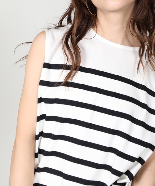 aity(アイティ)の「ノースリーブボーダーカットソー(Tシャツ/カットソー・レディース・ベージュ/ラベンダー/オフホワイト/ブラック・M)」の18枚目の写真