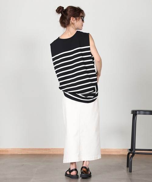 aity(アイティ)の「ノースリーブボーダーカットソー(Tシャツ/カットソー・レディース・ベージュ/ラベンダー/オフホワイト/ブラック・M)」の22枚目の写真