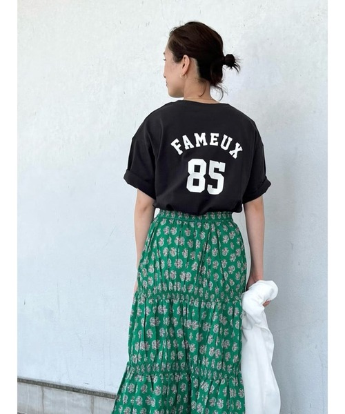 Lugnoncure（ルノンキュール）の「ナンバリングビッグTシャツ（Tシャツ/カットソー・レディース・オフホワイト/ベージュ/チャコール・ﾌﾘ-）」の3枚目の写真