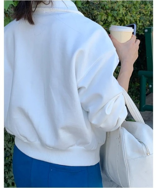 LYEON(リヨン)の「ジップアップスウェットブルゾン(Tシャツ/カットソー・レディース・グレー/ブラック/ブルー/ホワイト・FREE)」の11枚目の写真