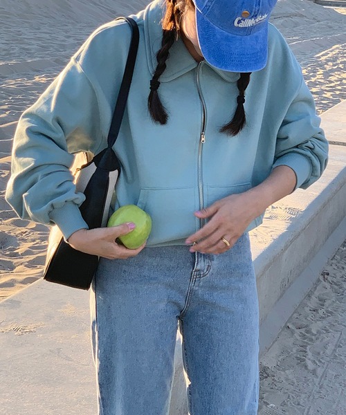 LYEON(リヨン)の「ジップアップスウェットブルゾン(Tシャツ/カットソー・レディース・グレー/ブラック/ブルー/ホワイト・FREE)」の18枚目の写真