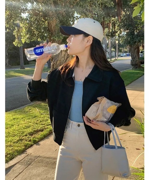 LYEON(リヨン)の「ジップアップスウェットブルゾン(Tシャツ/カットソー・レディース・グレー/ブラック/ブルー/ホワイト・FREE)」の21枚目の写真