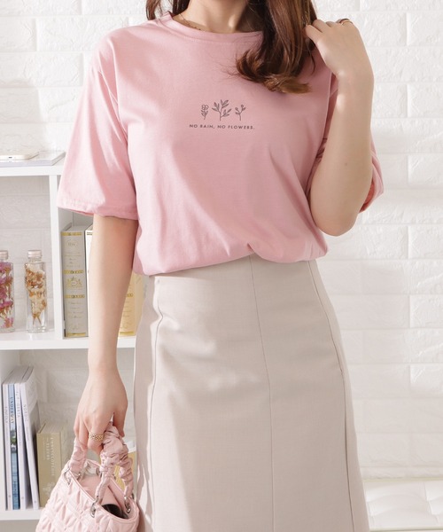 Lace Ladies（レースレディース）の「ワンポイントゆるカラーTシャツ（Tシャツ/カットソー・レディース・ブラック/ベージュ/ピンク/ホワイト/アイボリー/ブルー/ミント/ネイビー・L/XL/M/S）」の8枚目の写真