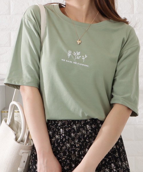 Lace Ladies（レースレディース）の「ワンポイントゆるカラーTシャツ（Tシャツ/カットソー・レディース・ブラック/ベージュ/ピンク/ホワイト/アイボリー/ブルー/ミント/ネイビー・L/XL/M/S）」の10枚目の写真