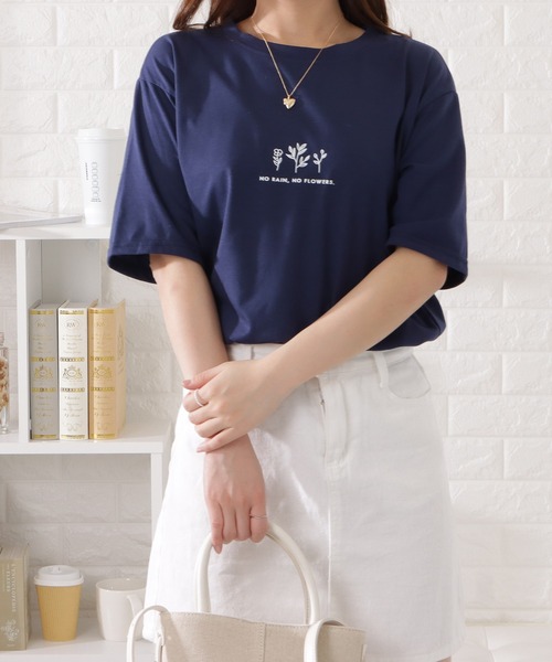 Lace Ladies（レースレディース）の「ワンポイントゆるカラーTシャツ（Tシャツ/カットソー・レディース・ブラック/ベージュ/ピンク/ホワイト/アイボリー/ブルー/ミント/ネイビー・L/XL/M/S）」の15枚目の写真