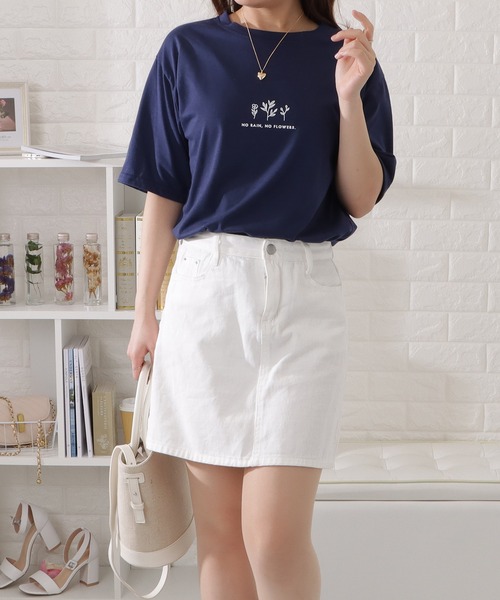 Lace Ladies（レースレディース）の「ワンポイントゆるカラーTシャツ（Tシャツ/カットソー・レディース・ブラック/ベージュ/ピンク/ホワイト/アイボリー/ブルー/ミント/ネイビー・L/XL/M/S）」の18枚目の写真