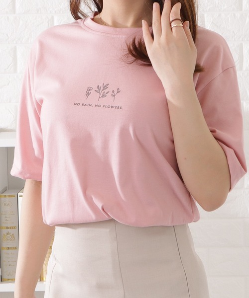 Lace Ladies（レースレディース）の「ワンポイントゆるカラーTシャツ（Tシャツ/カットソー・レディース・ブラック/ベージュ/ピンク/ホワイト/アイボリー/ブルー/ミント/ネイビー・L/XL/M/S）」の21枚目の写真