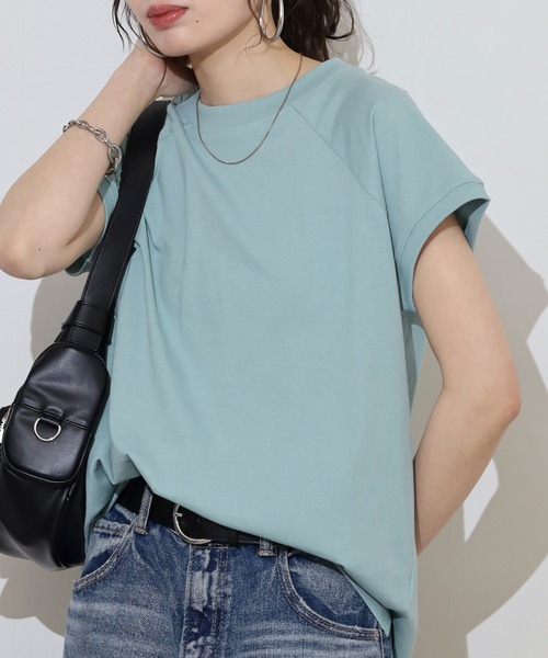 atONE(アットワン)の「atONE クルーネックフレンチスリーブTシャツ 半袖(Tシャツ/カットソー・レディース・ブラック/モカ/オフホワイト/チャコールグレー/ミント/ホワイト×ブラック/ブラック×ホワイト/ホワイト系その他5・F)」の8枚目の写真