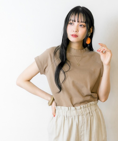 atONE(アットワン)の「atONE クルーネックフレンチスリーブTシャツ 半袖(Tシャツ/カットソー・レディース・ブラック/モカ/オフホワイト/チャコールグレー/ミント/ホワイト×ブラック/ブラック×ホワイト/ホワイト系その他5・F)」の7枚目の写真