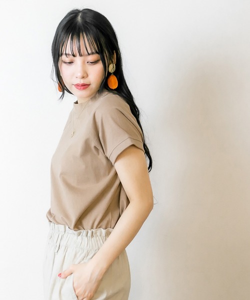 atONE(アットワン)の「atONE クルーネックフレンチスリーブTシャツ 半袖(Tシャツ/カットソー・レディース・ブラック/モカ/オフホワイト/チャコールグレー/ミント/ホワイト×ブラック/ブラック×ホワイト/ホワイト系その他5・F)」の10枚目の写真
