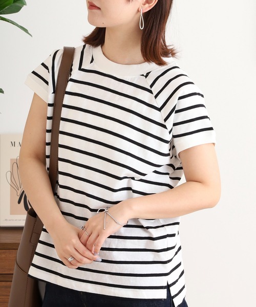 atONE(アットワン)の「atONE クルーネックフレンチスリーブTシャツ 半袖(Tシャツ/カットソー・レディース・ブラック/モカ/オフホワイト/チャコールグレー/ミント/ホワイト×ブラック/ブラック×ホワイト/ホワイト系その他5・F)」の16枚目の写真