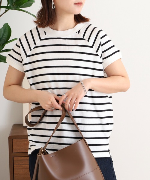 atONE(アットワン)の「atONE クルーネックフレンチスリーブTシャツ 半袖(Tシャツ/カットソー・レディース・ブラック/モカ/オフホワイト/チャコールグレー/ミント/ホワイト×ブラック/ブラック×ホワイト/ホワイト系その他5・F)」の15枚目の写真
