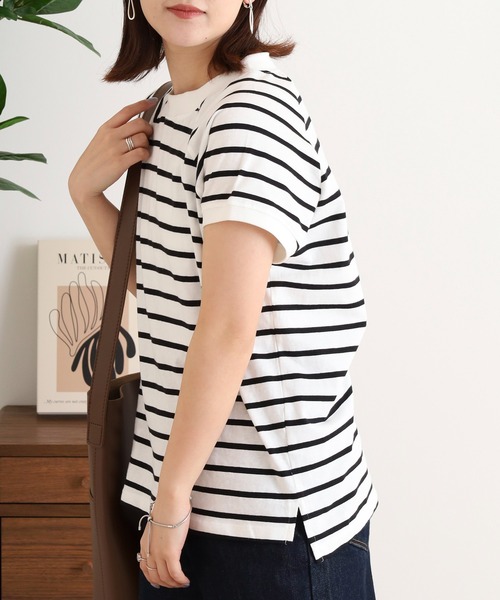 atONE(アットワン)の「atONE クルーネックフレンチスリーブTシャツ 半袖(Tシャツ/カットソー・レディース・ブラック/モカ/オフホワイト/チャコールグレー/ミント/ホワイト×ブラック/ブラック×ホワイト/ホワイト系その他5・F)」の17枚目の写真