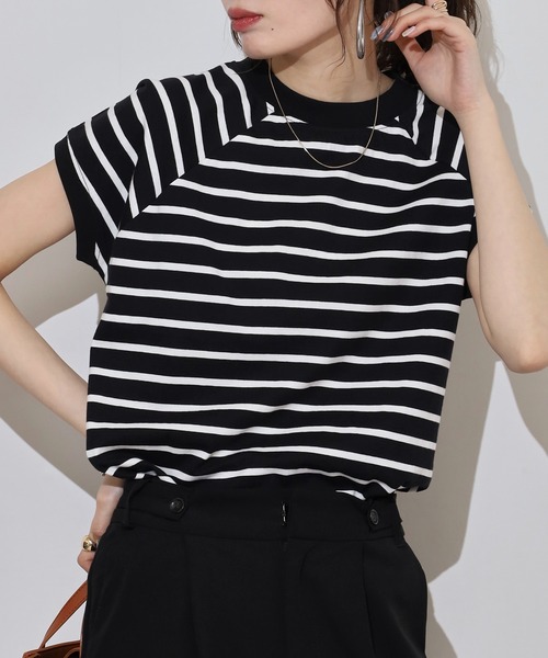 atONE(アットワン)の「atONE クルーネックフレンチスリーブTシャツ 半袖(Tシャツ/カットソー・レディース・ブラック/モカ/オフホワイト/チャコールグレー/ミント/ホワイト×ブラック/ブラック×ホワイト/ホワイト系その他5・F)」の19枚目の写真