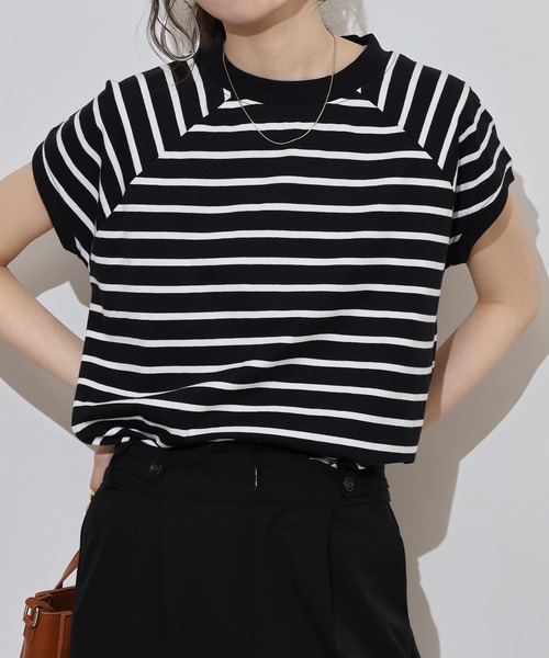 atONE(アットワン)の「atONE クルーネックフレンチスリーブTシャツ 半袖(Tシャツ/カットソー・レディース・ブラック/モカ/オフホワイト/チャコールグレー/ミント/ホワイト×ブラック/ブラック×ホワイト/ホワイト系その他5・F)」の21枚目の写真
