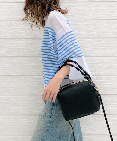 Q（キュー）の「シアーボーダーショートニット（ニット/セーター・レディース・ブラック系/ブルー系・MEDIUM）」の7枚目の写真