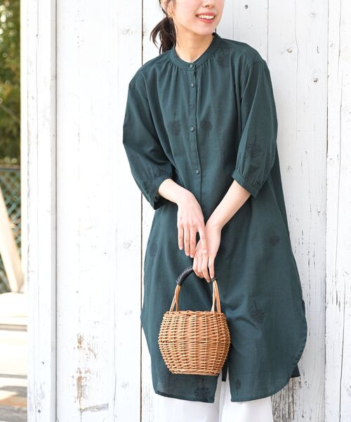 綿麻刺繍7分袖ワンピース（ワンピース）｜rps（アールピーエス）の