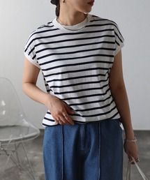 プチハイネックフレンチスリーブTシャツ