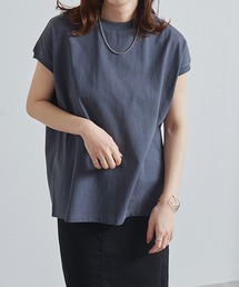 プチハイネックフレンチスリーブTシャツ