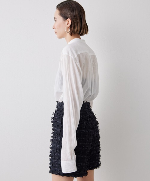 美品】 MHL. コットンリネン バンドカラー プルオーバー シャツ