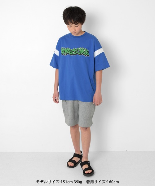 GLAZOS（グラソス）の「USAコットン・袖ライン発泡プリントビッグ半袖Tシャツ（Tシャツ/カットソー・キッズ・ブラック/ブルー・140cm/150cm/160cm/170cm）」の16枚目の写真