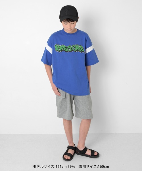 GLAZOS（グラソス）の「USAコットン・袖ライン発泡プリントビッグ半袖Tシャツ（Tシャツ/カットソー・キッズ・ブラック/ブルー・140cm/150cm/160cm/170cm）」の14枚目の写真