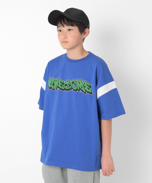 GLAZOS（グラソス）の「USAコットン・袖ライン発泡プリントビッグ半袖Tシャツ（Tシャツ/カットソー・キッズ・ブラック/ブルー・140cm/150cm/160cm/170cm）」の7枚目の写真