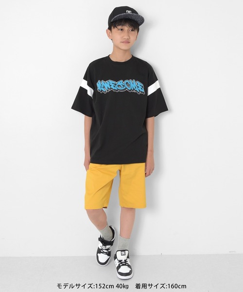 GLAZOS（グラソス）の「USAコットン・袖ライン発泡プリントビッグ半袖Tシャツ（Tシャツ/カットソー・キッズ・ブラック/ブルー・140cm/150cm/160cm/170cm）」の19枚目の写真