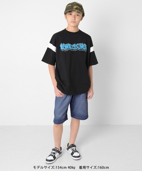 GLAZOS（グラソス）の「USAコットン・袖ライン発泡プリントビッグ半袖Tシャツ（Tシャツ/カットソー・キッズ・ブラック/ブルー・140cm/150cm/160cm/170cm）」の18枚目の写真