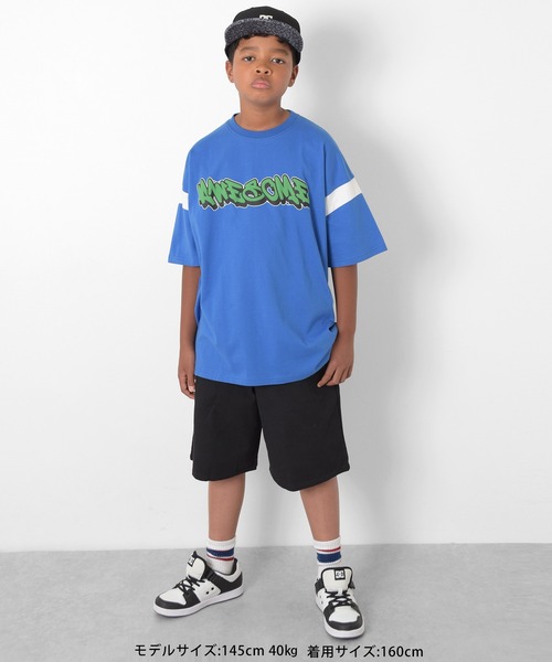 GLAZOS（グラソス）の「USAコットン・袖ライン発泡プリントビッグ半袖Tシャツ（Tシャツ/カットソー・キッズ・ブラック/ブルー・140cm/150cm/160cm/170cm）」の22枚目の写真