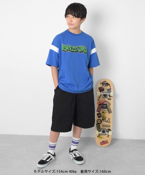 GLAZOS（グラソス）の「USAコットン・袖ライン発泡プリントビッグ半袖Tシャツ（Tシャツ/カットソー・キッズ・ブラック/ブルー・140cm/150cm/160cm/170cm）」の21枚目の写真