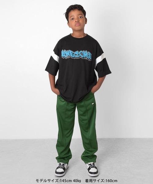 GLAZOS（グラソス）の「USAコットン・袖ライン発泡プリントビッグ半袖Tシャツ（Tシャツ/カットソー・キッズ・ブラック/ブルー・140cm/150cm/160cm/170cm）」の20枚目の写真