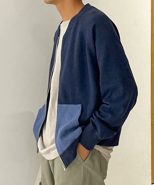 saby（サバイ）の「【saby / サバイ】 TWO TONE ZIP WAFFLE（ブルゾン・メンズ・ネイビー/チャコールグレー・2/3）」の2枚目の写真