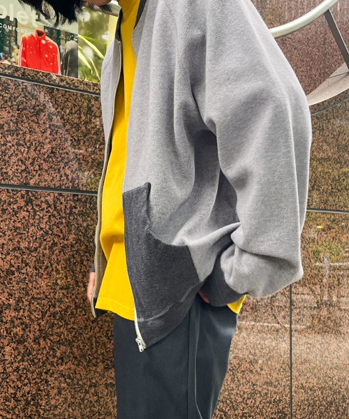 saby（サバイ）の「【saby / サバイ】 TWO TONE ZIP WAFFLE（ブルゾン・メンズ・ネイビー/チャコールグレー・2/3）」の3枚目の写真