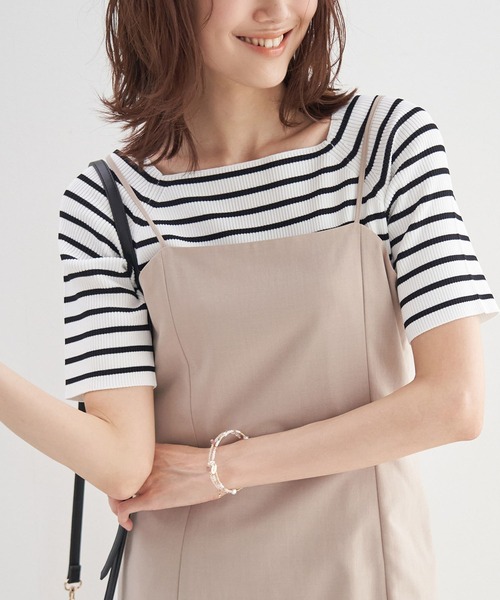 ROPE' PICNIC(ロペピクニック)の「スクエアネックリブニットプルオーバー/UVカット・洗える(ニット/セーター・レディース・ブラック/キナリ/ホワイト系その他5/ブルー/ピンク系その他2・38)」の3枚目の写真