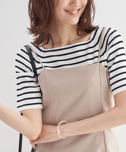 ROPE' PICNIC(ロペピクニック)の「スクエアネックリブニットプルオーバー/UVカット・洗える(ニット/セーター・レディース・ブラック/キナリ/ホワイト系その他5/ブルー/ピンク系その他2・38)」の18枚目の写真