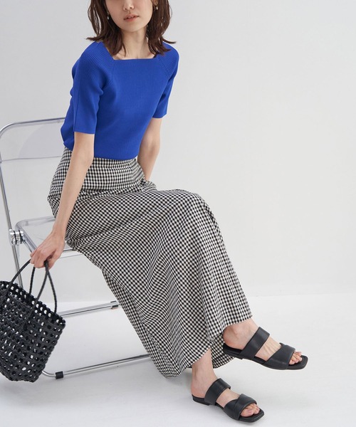 ROPE' PICNIC(ロペピクニック)の「スクエアネックリブニットプルオーバー/UVカット・洗える(ニット/セーター・レディース・ブラック/キナリ/ホワイト系その他5/ブルー/ピンク系その他2・38)」の19枚目の写真