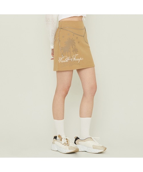TARGETTO(ターゲット)の「【TARGETTO 】パームツリー ミニ スカート / PALM TREE MINI SKIRT(スカート・レディース・ブラック/ベージュ・1/2)」の2枚目の写真