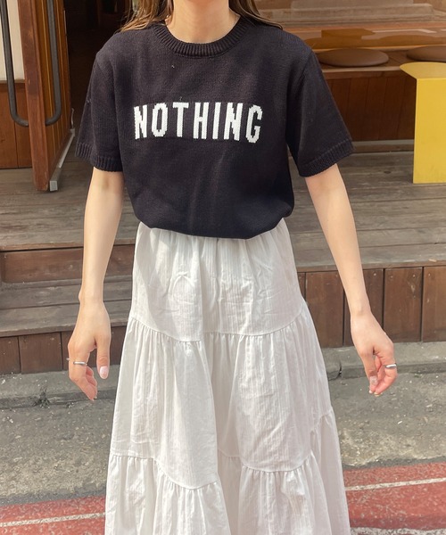 LE MORE(リモア)の「ハーフスリーブロゴニット(ニット/セーター・レディース・ホワイト/ピンク/ネイビー/ブラック・FREE)」の7枚目の写真