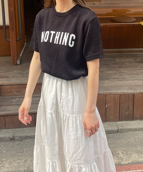 LE MORE(リモア)の「ハーフスリーブロゴニット(ニット/セーター・レディース・ホワイト/ピンク/ネイビー/ブラック・FREE)」の8枚目の写真