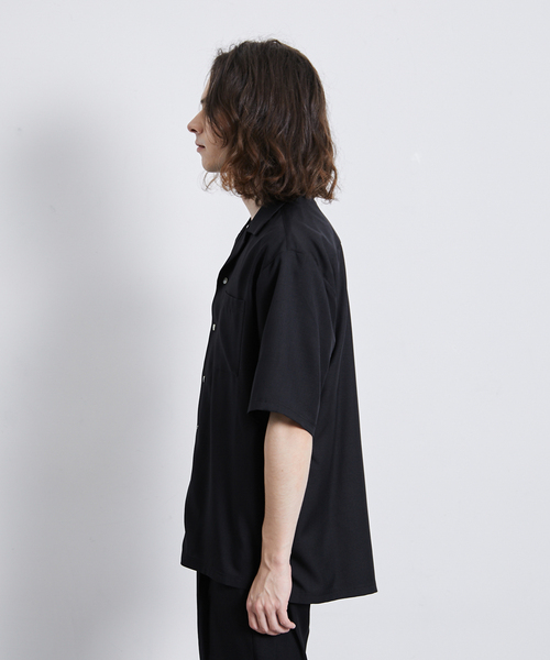 JUNRED（ジュンレッド）の「セットアップ対応 / ドレープカチオンオープンカラーシャツ（シャツ/ブラウス・メンズ・カーキ/ベージュ/ブラック・M/L/LL）」の4枚目の写真