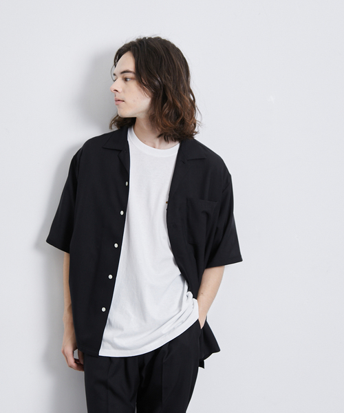 JUNRED（ジュンレッド）の「セットアップ対応 / ドレープカチオンオープンカラーシャツ（シャツ/ブラウス・メンズ・カーキ/ベージュ/ブラック・M/L/LL）」の9枚目の写真