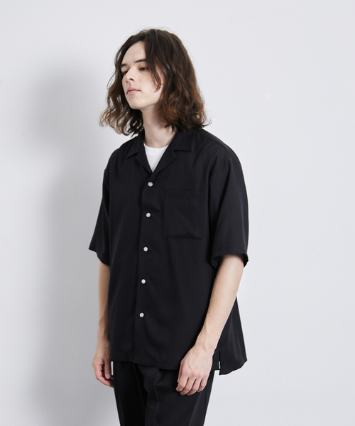 JUNRED（ジュンレッド）の「セットアップ対応 / ドレープカチオンオープンカラーシャツ（シャツ/ブラウス・メンズ・カーキ/ベージュ/ブラック・M/L/LL）」の10枚目の写真