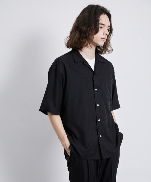 JUNRED（ジュンレッド）の「セットアップ対応 / ドレープカチオンオープンカラーシャツ（シャツ/ブラウス・メンズ・カーキ/ベージュ/ブラック・M/L/LL）」の11枚目の写真