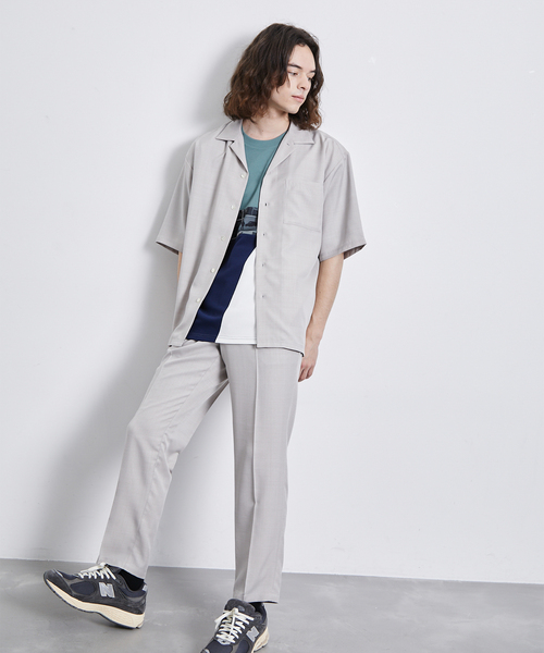 JUNRED（ジュンレッド）の「セットアップ対応 / ドレープカチオンオープンカラーシャツ（シャツ/ブラウス・メンズ・カーキ/ベージュ/ブラック・M/L/LL）」の12枚目の写真